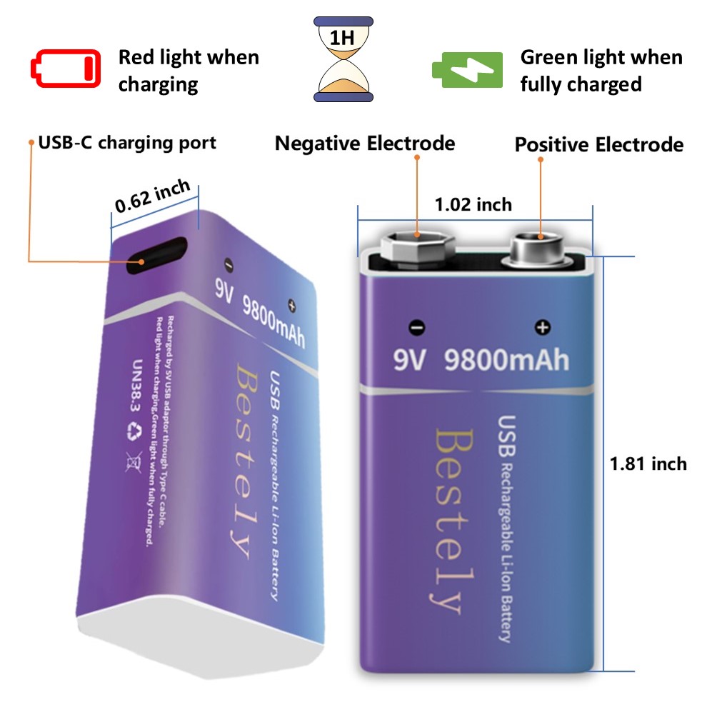Rechargeable 9V Battery, 9800m - Smoke Detector Interconnected 评论和价格