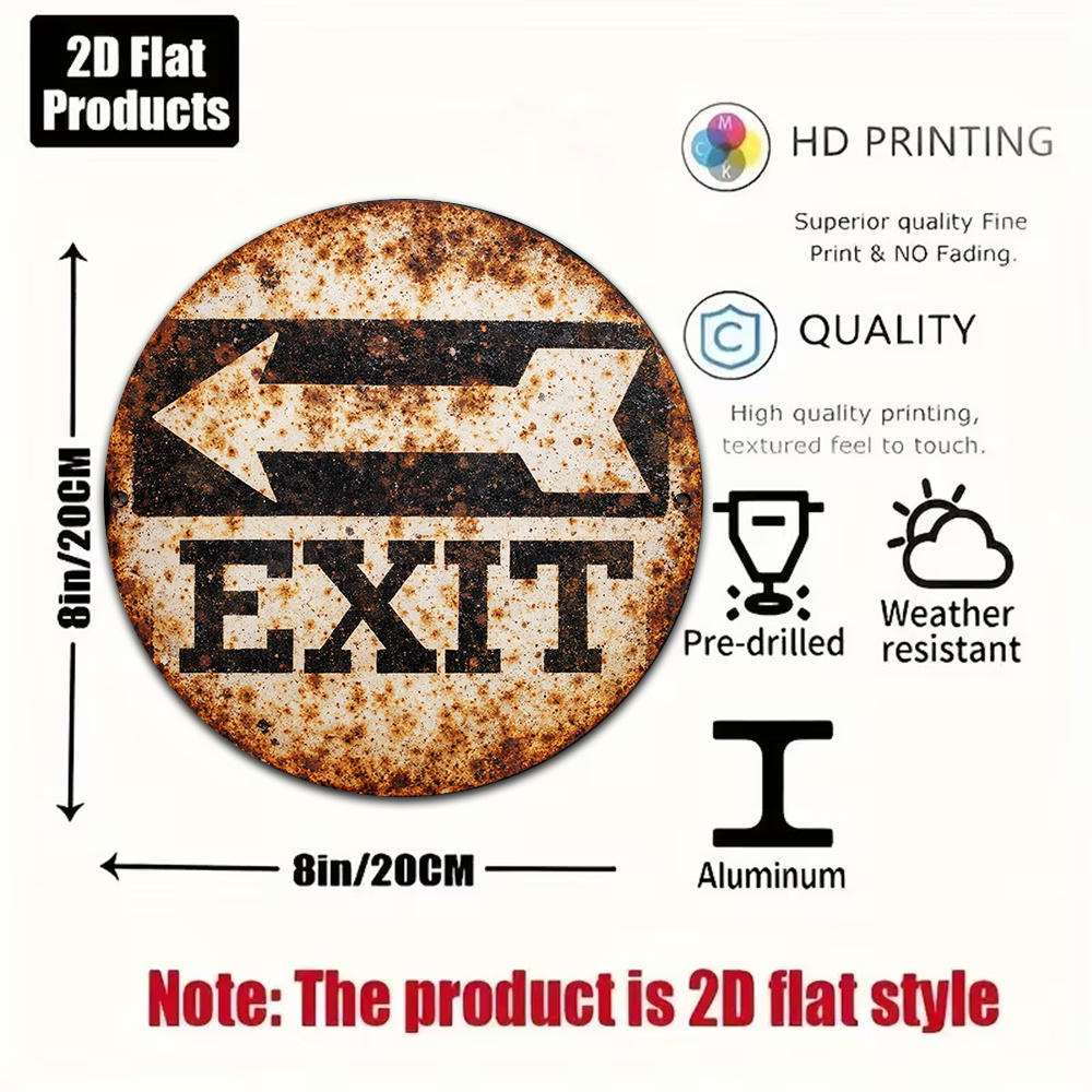 2D Metal Sign 8x8in/20x20cm Re - Emergency Exit Sign 评论和价格