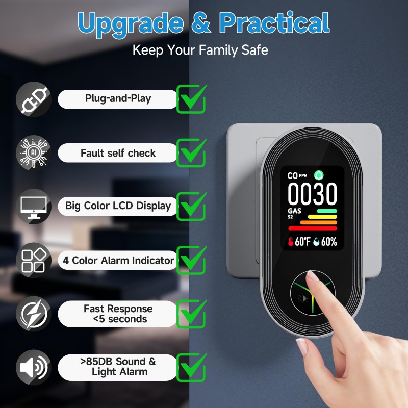 GAS CO Leak Detection Plug In  - Co Detector Plug 评论和价格