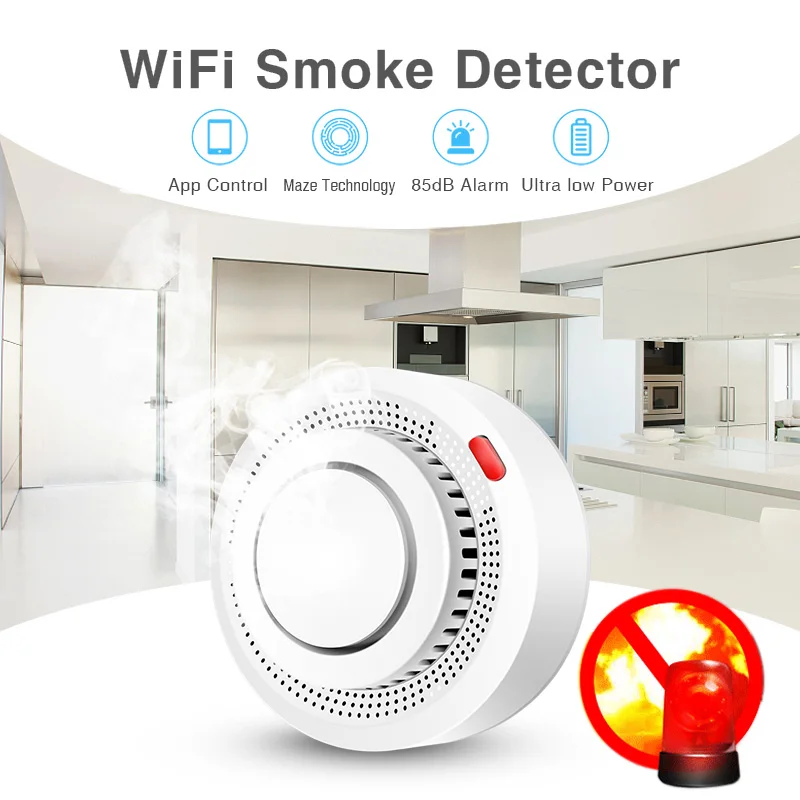 2 Pack Tuya Smart WiFi Smoke D - Smoke Detector Interconnected 评论和价格