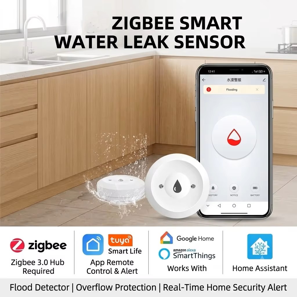 ZigBee 3.0 Smart Water Leak Se - Water Alarm Sensor 评论和价格